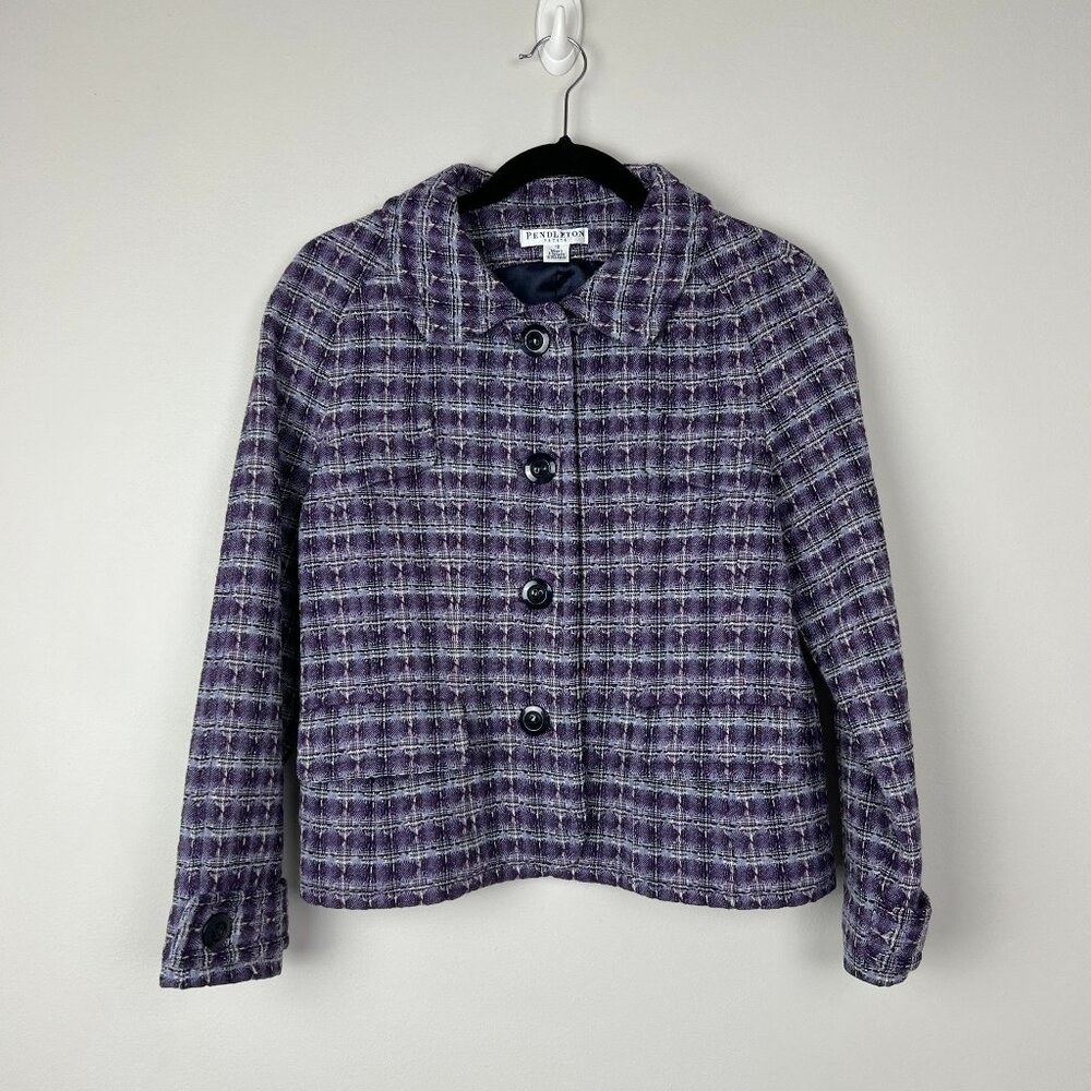 Vintage Pendleton Purple Tweed Blazer 100% Virgin Wool Old Money Women's Sz 10p